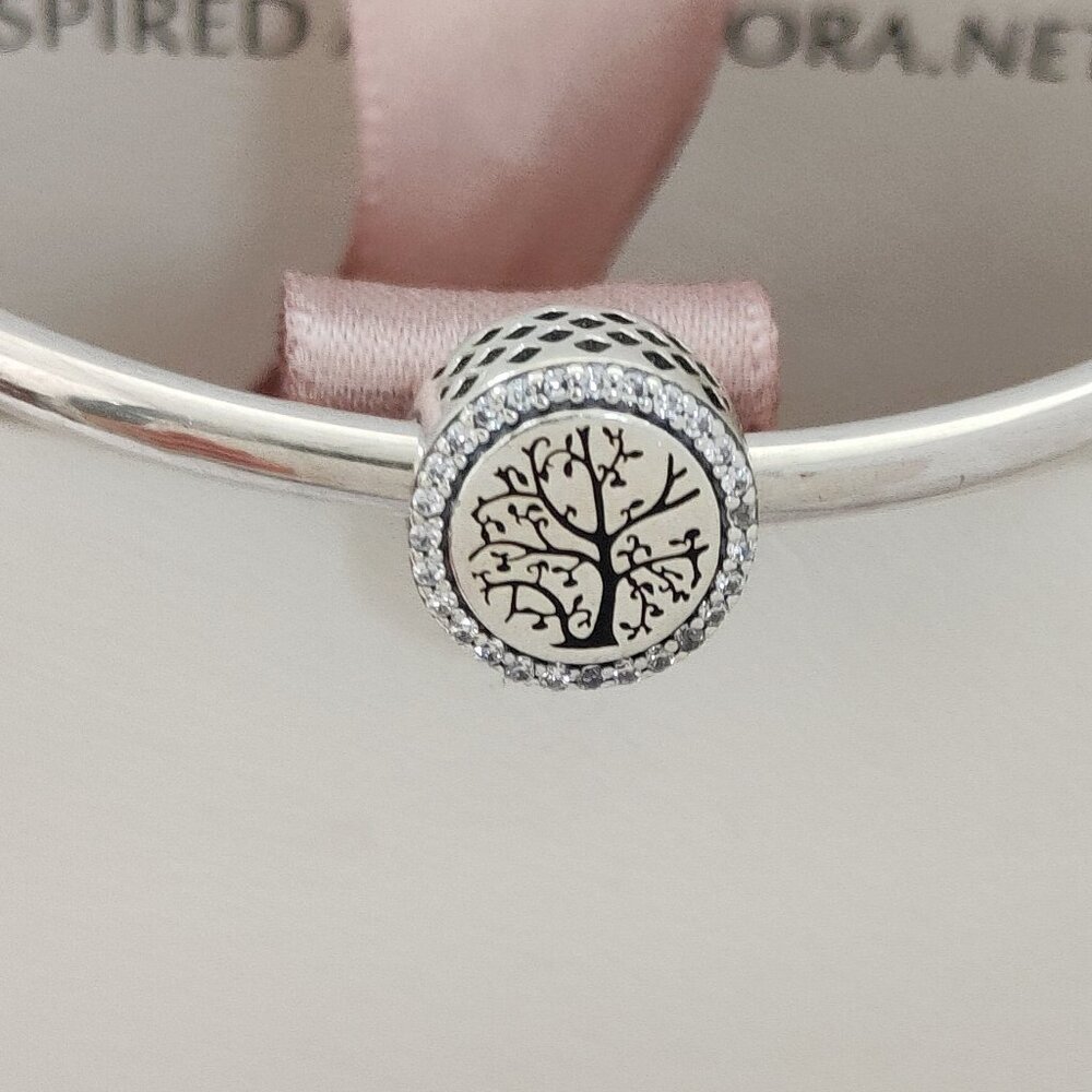 Pandora Grandma Family Tree Exclusive Charm Bead Button S925 Silver Pendant